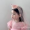 [ZYS]1Pc Sparkly Tulle Hair Accessories Princess Crown  Headbands Pink White Sequin Party Headwear Cute Girl's Dress Up Headband
