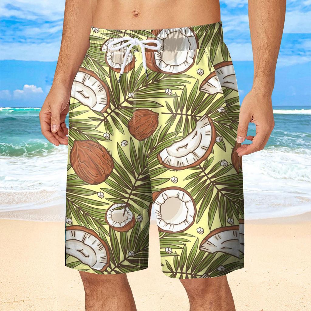 Summer 3D Tropical Plants Flower Print Shorts Fashionable Casual Beach Men's Shorts