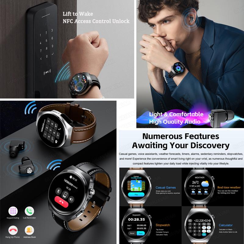 New Smart Watch Headset Two In One Wireless Bluetooth Dual Earbuds Call Health Monitor Sport Tracker Smartwatch For Men IOS