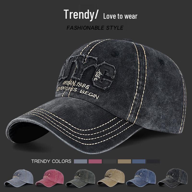 ZHENYUEQI Faded Patch Letter Washed Cap