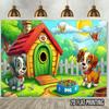 2D Cute Cats Birthday Tapestry with Party Hats, Cake and Colorful Balloons Wall Decor
