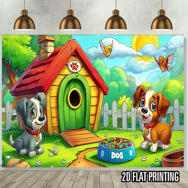 

2D Cute Cats Birthday Tapestry with Party Hats, Cake and Colorful Balloons Wall Decor 47.2x31.5inch/120*80cm