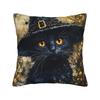 Halloween Black Cats Square Pillow Cases Witchy Moon Gothic Cushion Cover Novelty Decorative Pillowcase for Home 40x40cm