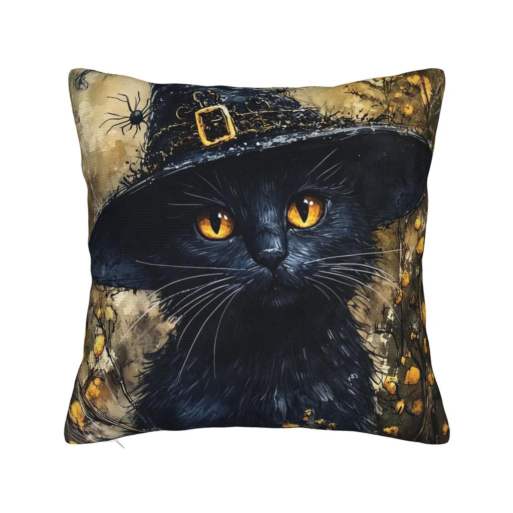 Halloween Black Cats Square Pillow Cases Witchy Moon Gothic Cushion Cover Novelty Decorative Pillowcase for Home 40x40cm