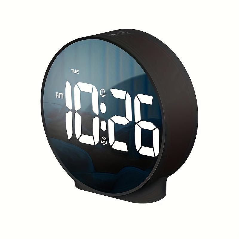 

Large Round Crown-Shaped Digital Alarm Clock with USB Charging Port, Date Day Display Modern Battery Powered Desk Clock for Bedroom, Home Office Decor чорний