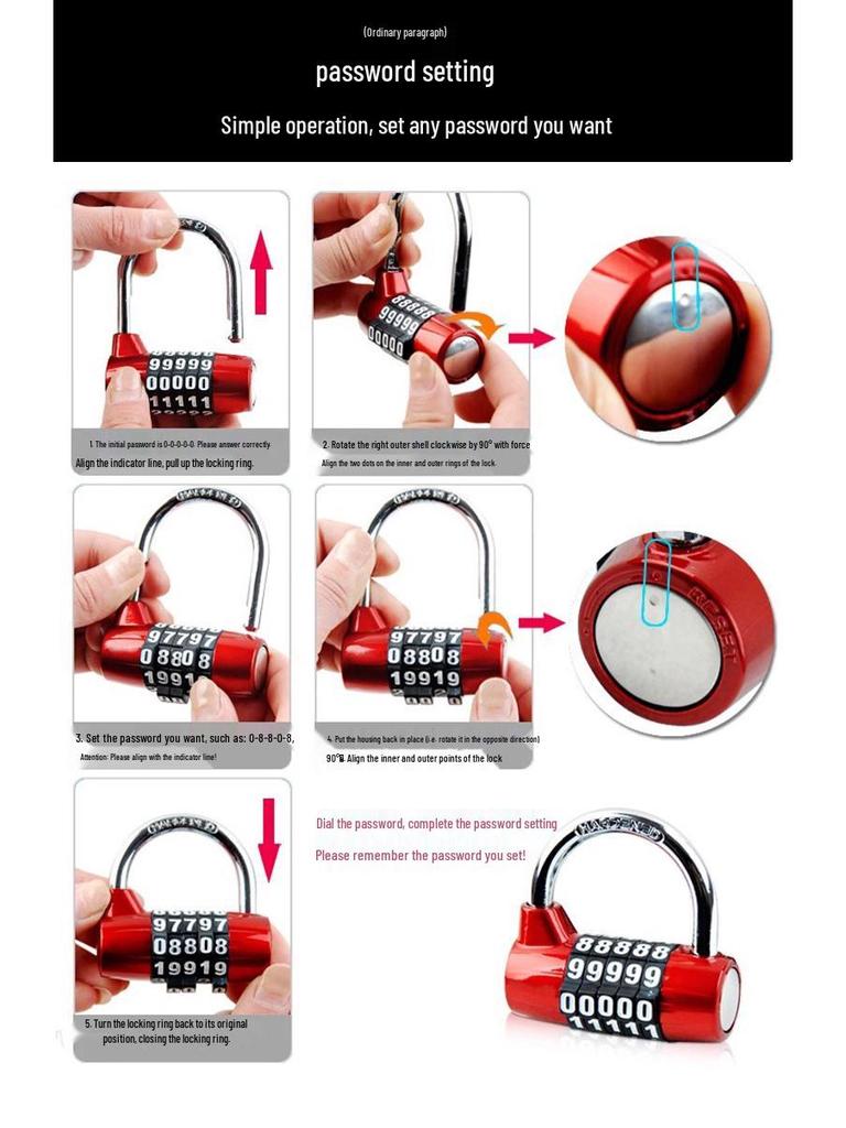 Steel Wire Combination Lock for Patio Furniture, Yard Tools, and Door Handles.
