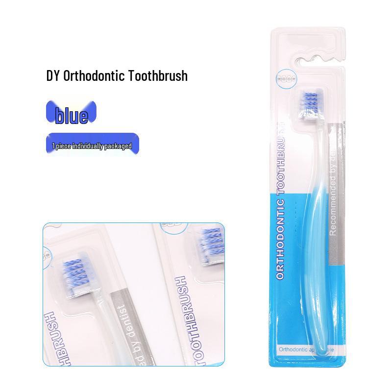 Orthodontic Soft Bristle Small Head Toothbrush for Braces Cleaning and Teeth Straightening синий