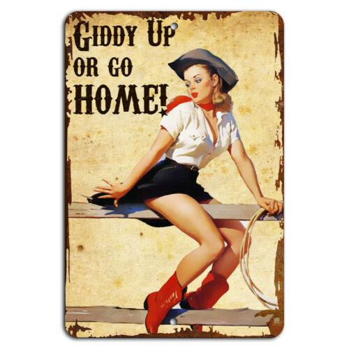 

Giddy Up or Go Home Rustic Man Cave Sign Vintage Western DecorAluminum 20x30cm（7.8x11.8inch）