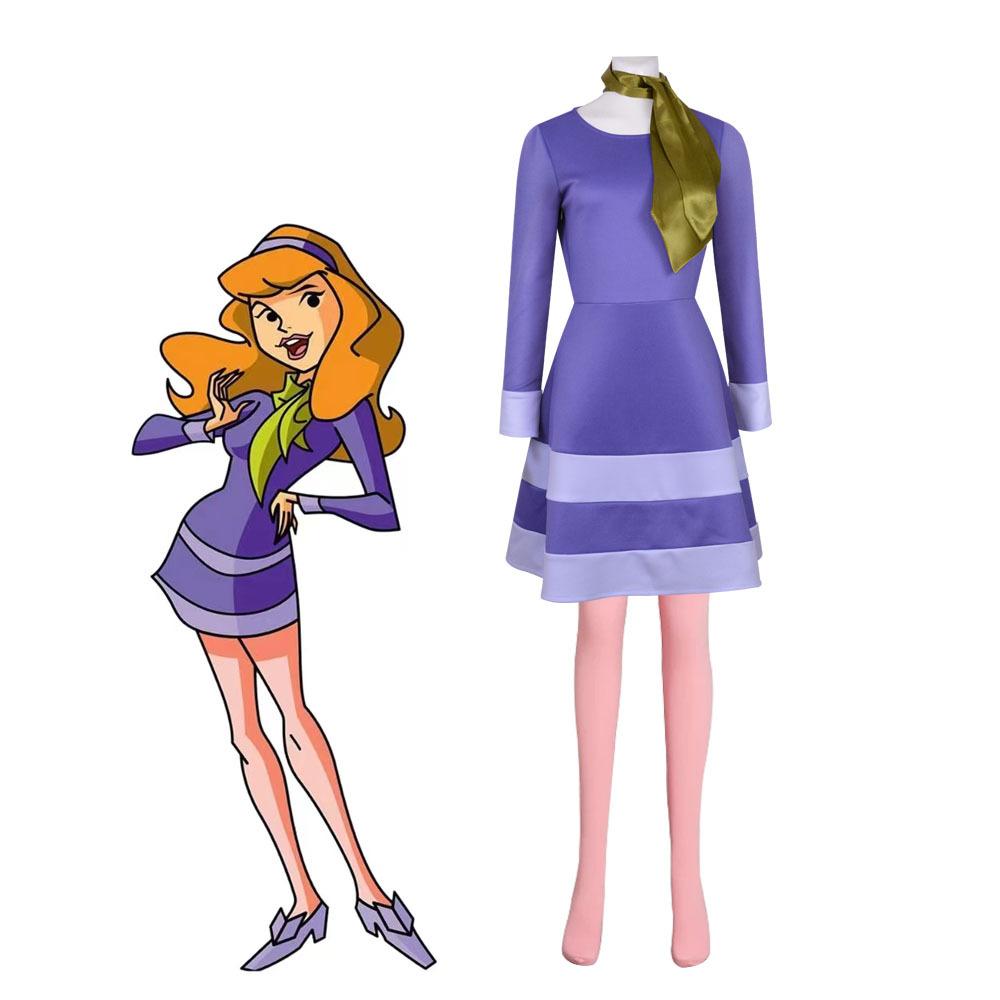 Scooby-Doo Velma Dress Daphne Halloween Costume for Women Kids Cosplay Outfits