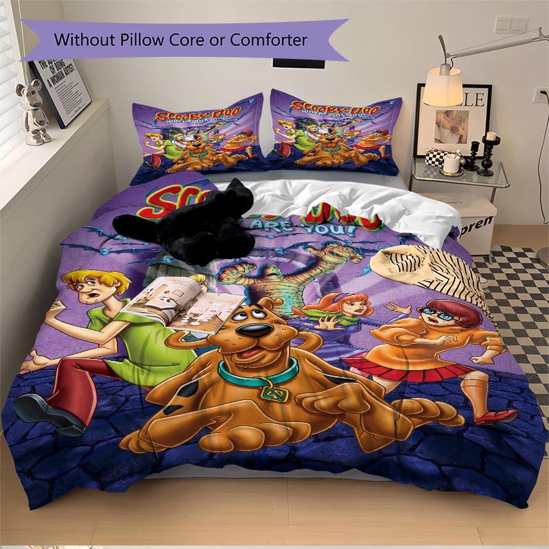 3Pcs Scoobydoo Mystery Bedding Set Soft Fabric Duvet Cover Pillowcases Christmas Xmas Halloween Gift 1 Duvet Cover 2 Pillowcase L1456