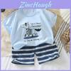 Childrens Summer Cartoon Hoodie And Shorts Set With Soft Cotton For Kids