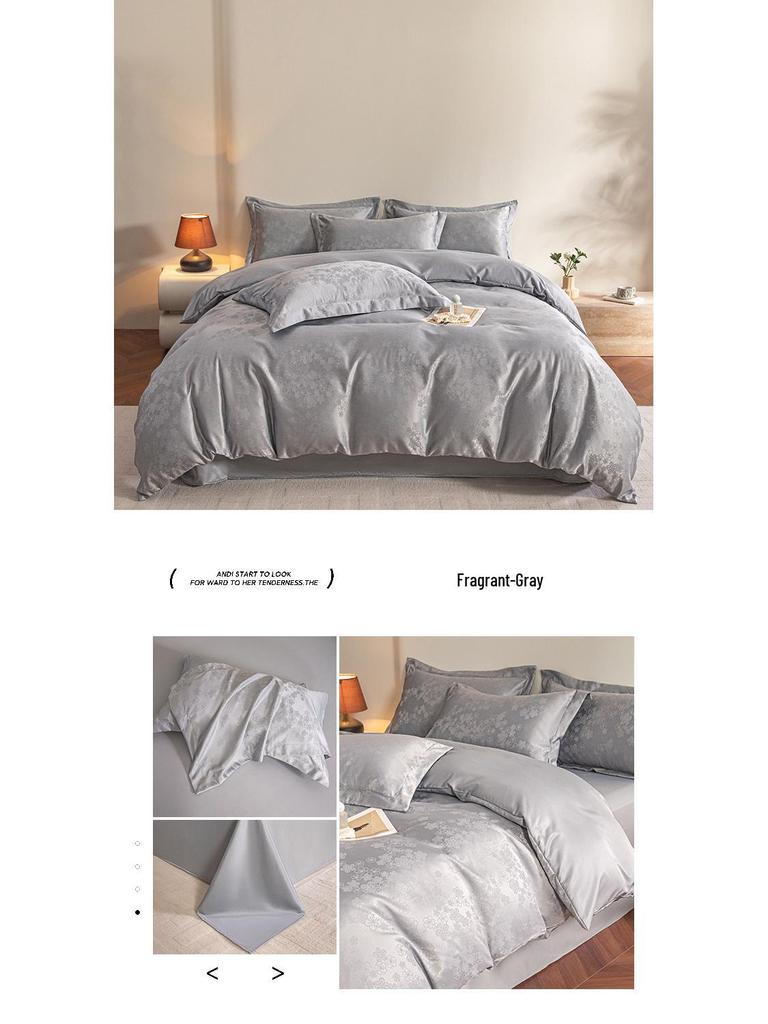 2026 Luxury Silk & Cotton Jacquard Bedding Set - Soft, Skin-Friendly & Comfortable