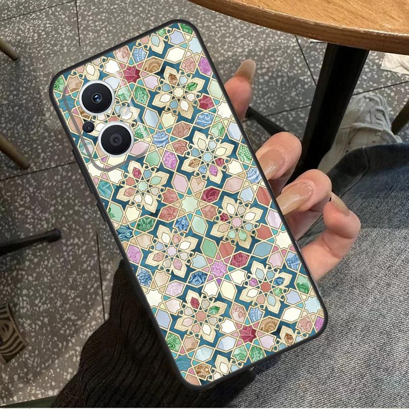 Muted Moroccan Mosaic Tiles Case For OPPO Reno 7 8 10 Pro 8T 2Z 4Z 5Z 6 Lite OPPO Find X6 Pro X2 X5 Lite X3 Neo Cover