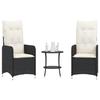 VidaXL Garden Reclining Chairs Set of 2 and Table Wicker Resin, Garden Chair, Armchair, Reclining Chair, Seat 365690