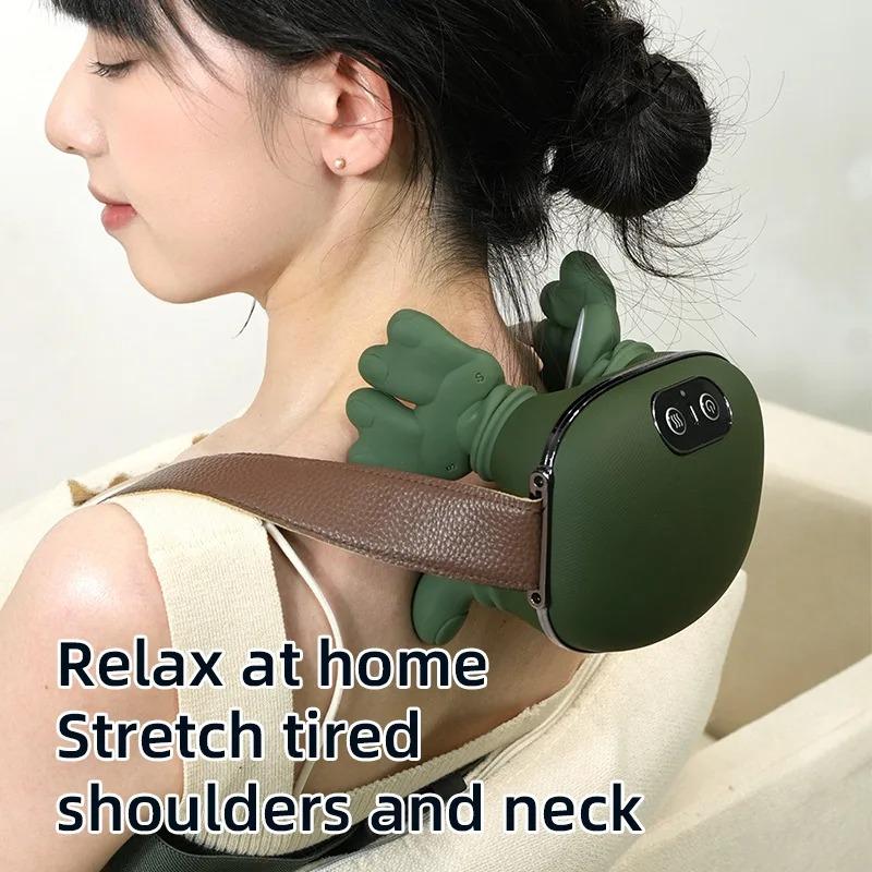 Electric Neck Shoulder Massager Heated Trapezius Muscle Kneading Massage Pillow for Neck Waist Leg Body Use