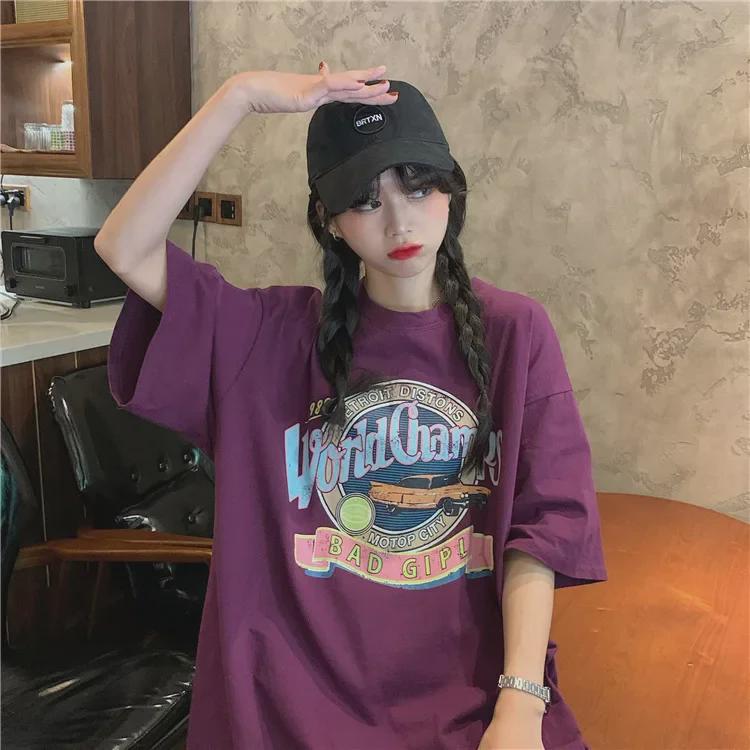 2021 Summer Women's Harajuku-Style Loose Fit Short-Sleeve T-Shirt