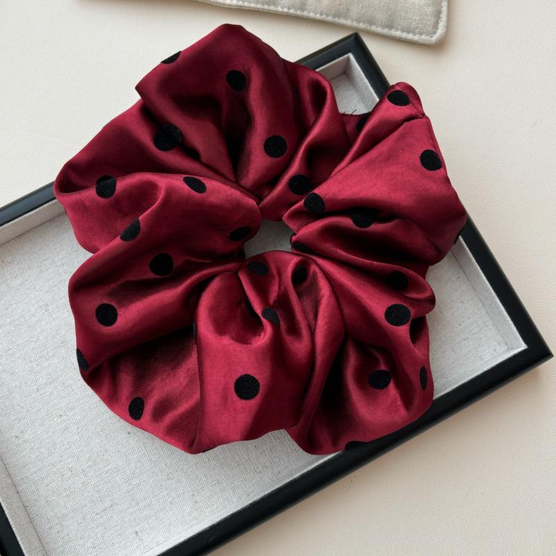 Polka Dot Satin Scrunchie for Women - Summer Elastic Hair Tie for Low Ponytails and Buns
