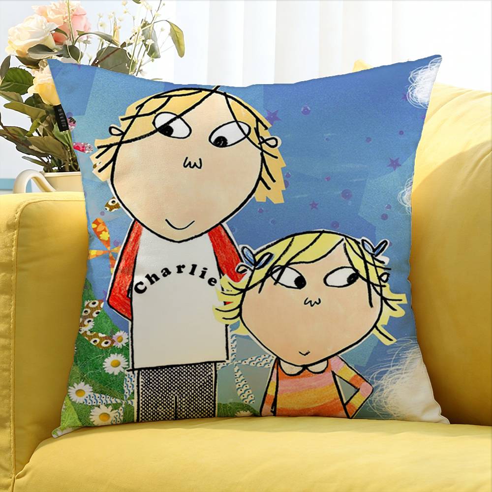 C-Charlie And L-Lola World Various Sizes Square Pillow Case For Car Home Bedchamber Decor