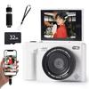 Fesaymi 4K Digital Camera Can Send Smartphone 64 Million Pixels 3.0-inch 180-degree Rotating Display Wide-angle Macro Lens 16x Zoom MicroSD Compatible