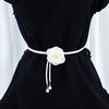 Camellia Flower Leather Rope Waist Chain For Women Thin Belt Sweet Knot Waistband Fashion Clothes Dress Decorative Girdles Strap
