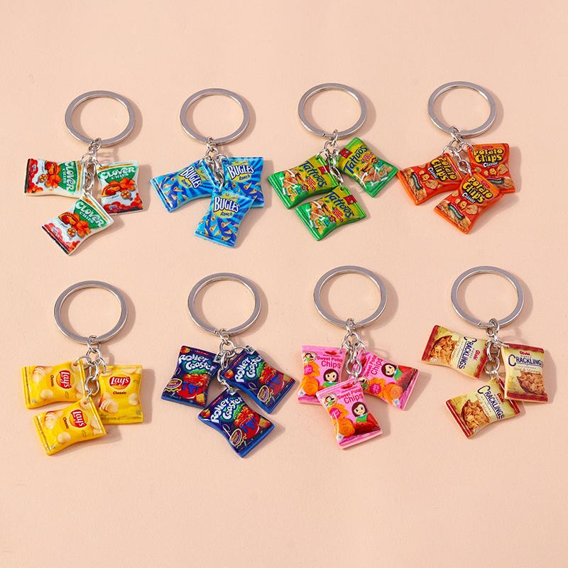 Fashion Resin Food Snacks Potato Chips Keychain for Women Handmade Keychains Car Key Handbag Pendant Jewelry Gifts