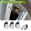 Tire Valve Stem Cap Grenade Shape Tyre Valve Dust Cover Silver Tone for Car 4Pcs