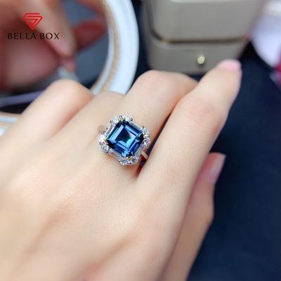 New Fashion Temperament Princess Square Shape Blue Rings For Women Valentine's Zircon Fine Gorgeous Jewelry Gift