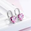 925 Sterling Silver Fine Jewelry 925 Silver Multi Color Crystal Heart Hoop Earrings for Women Wedding Party Jewelry Gift