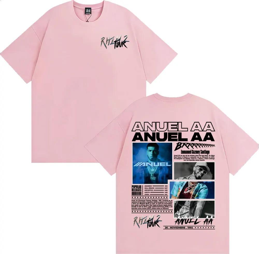Rapparen Anuel AA Rhlm 2 Album 2025 Turné T-shirts Män Kvinnor Mode Hip Hop High Street Bomulls-sweatshirt Streetwear Plus Size