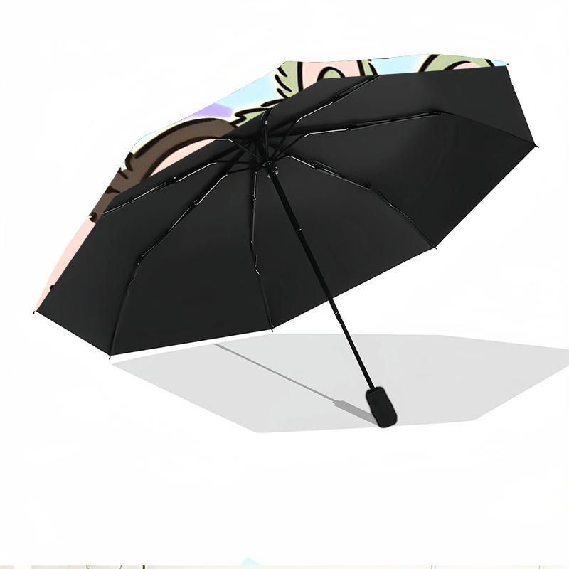Labubu Print Automatic Open Close Umbrella, Portable Foldable Umbrella, for Outdoor Commute Camping Trip, Ideal Birthday Gift