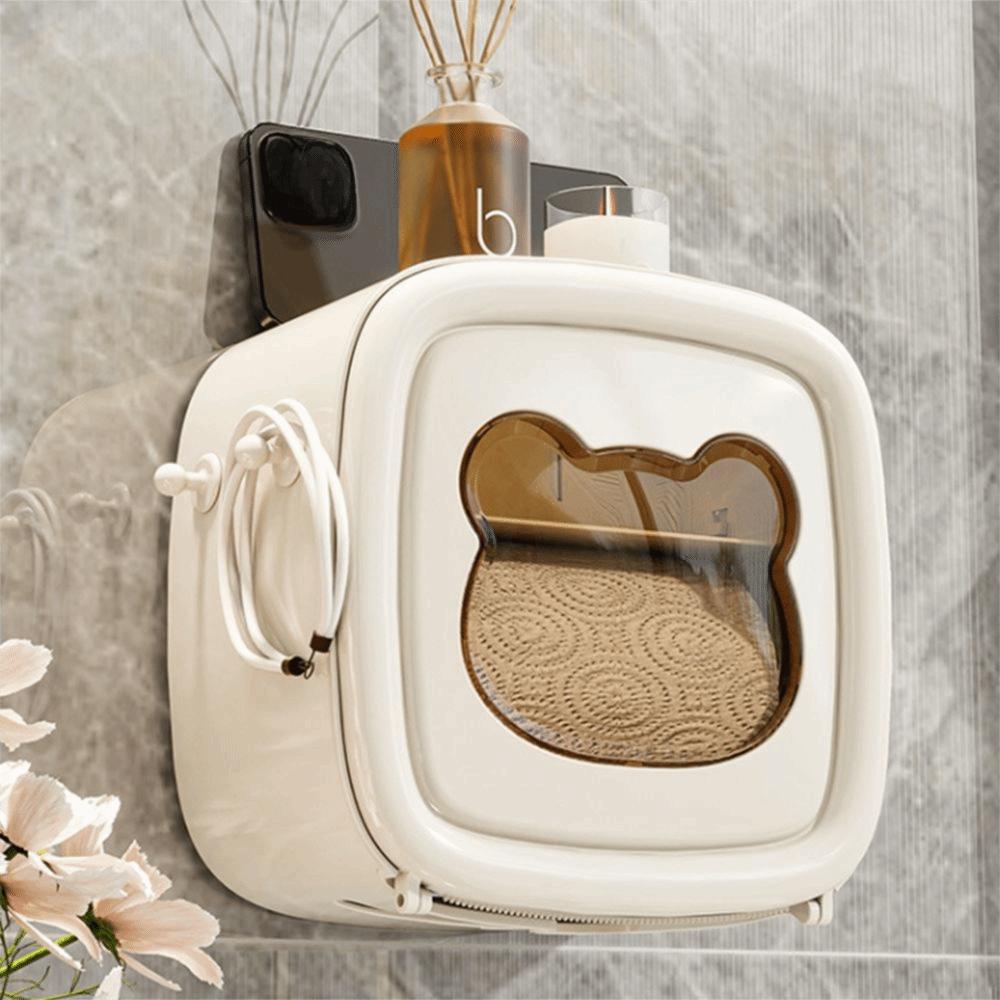 Waterproof Roll Paper Tube Box Wall Mounted Washcloth Storage Box Toilet Paper Box Bathroom