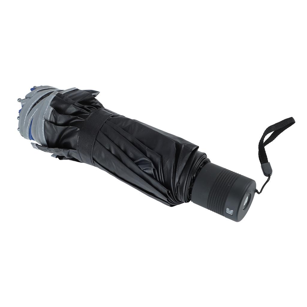 Sonnen-Regenschirm mit Reflexstreifen Manuell 10 Speichen Faltbarer Regenschirm mit LED-Taschenlampe für Reisen