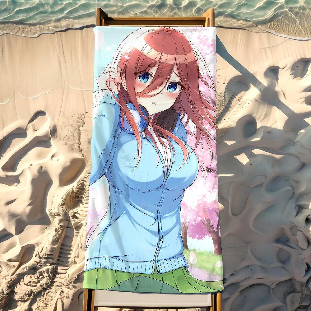 Anime Miku Nakano Handtuch Strand Dusche Bad Reise Leicht Hautfreundlich für Pool Camping Kreuzfahrt Sommer