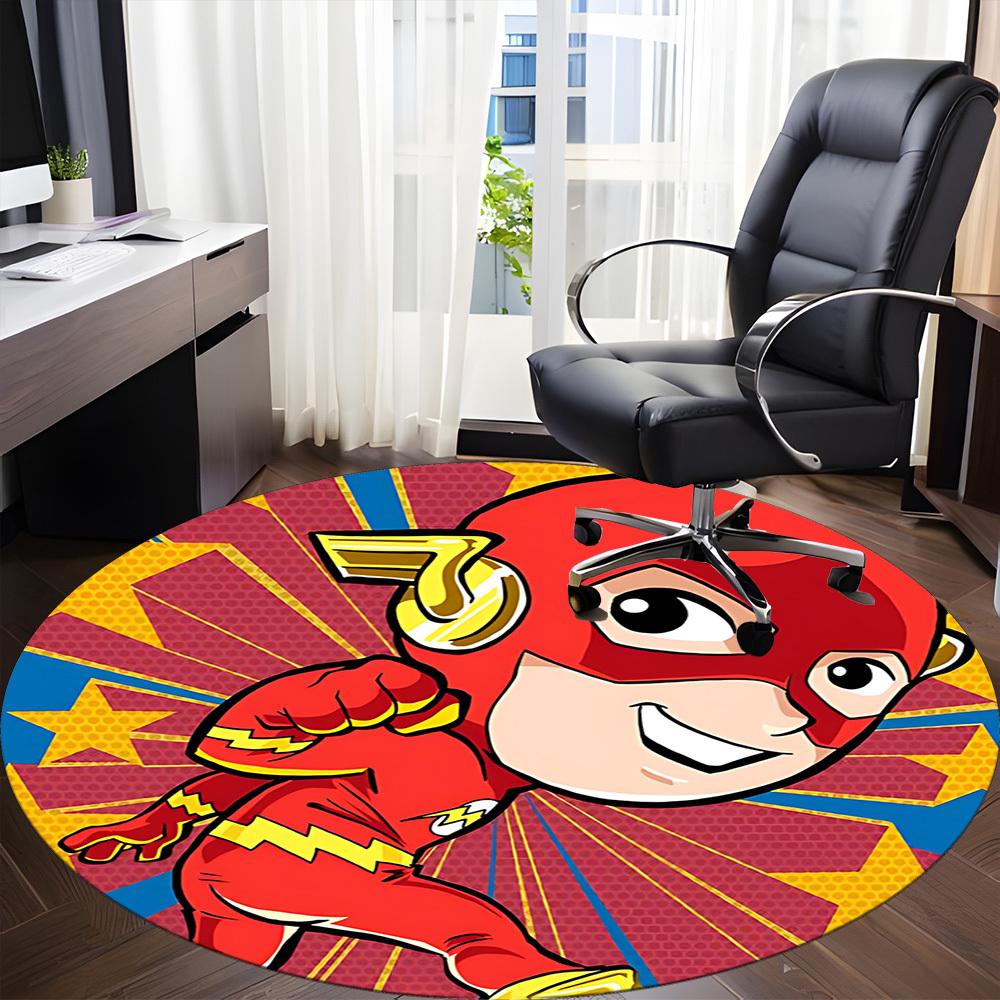 1pc Superhero Flash Office Round Area Rug, Under Office Chairs Bedroom Living Room Home Decor, Room Deco, Available in Various Sizes