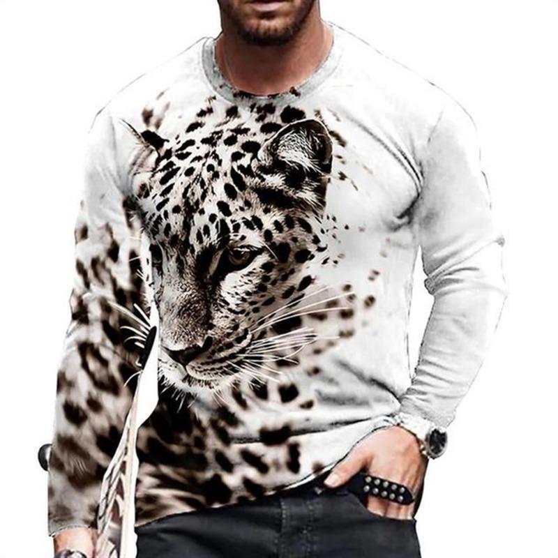 Camiseta de Manga Larga Retro para Hombre Camisa con Estampado de Animales Ropa con Patrón de Animales Ropa Urbana Top de Manga Talla Grande para Hombre XS-5XL