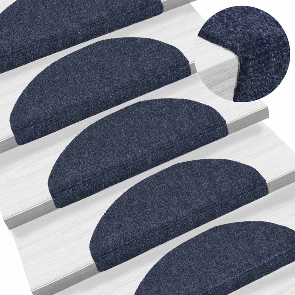 vidaXL Stufenmatten Selbstklebend 15 Stk. 65x21x4 cm Blau Halbrund Groß