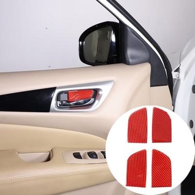 Red Carbon Fiber Inner Door Bowl Trim Panel Sticker For Nissan Pathfinder 13-18