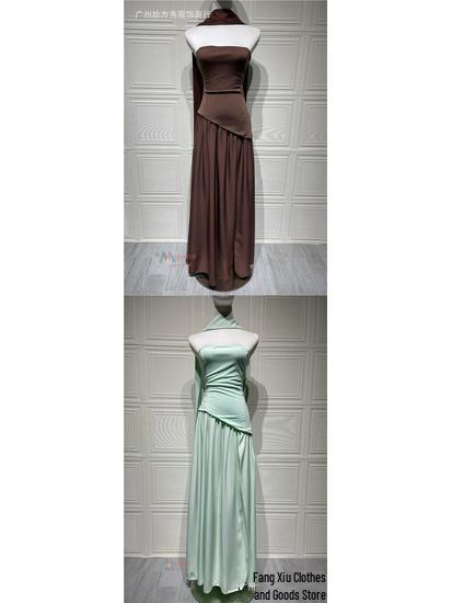 Strapless Long Dress with Slit Skirt