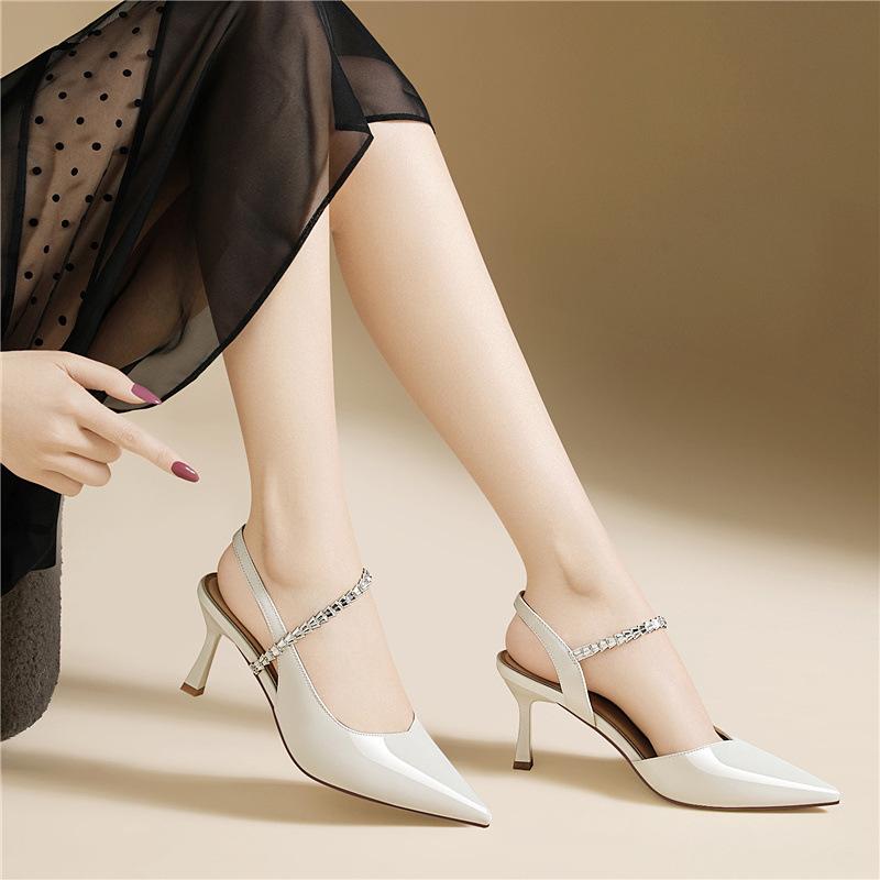 French pointed high heels light luxury temperament commuting early spring single shoes nude pointed rhinestone stiletto high heels