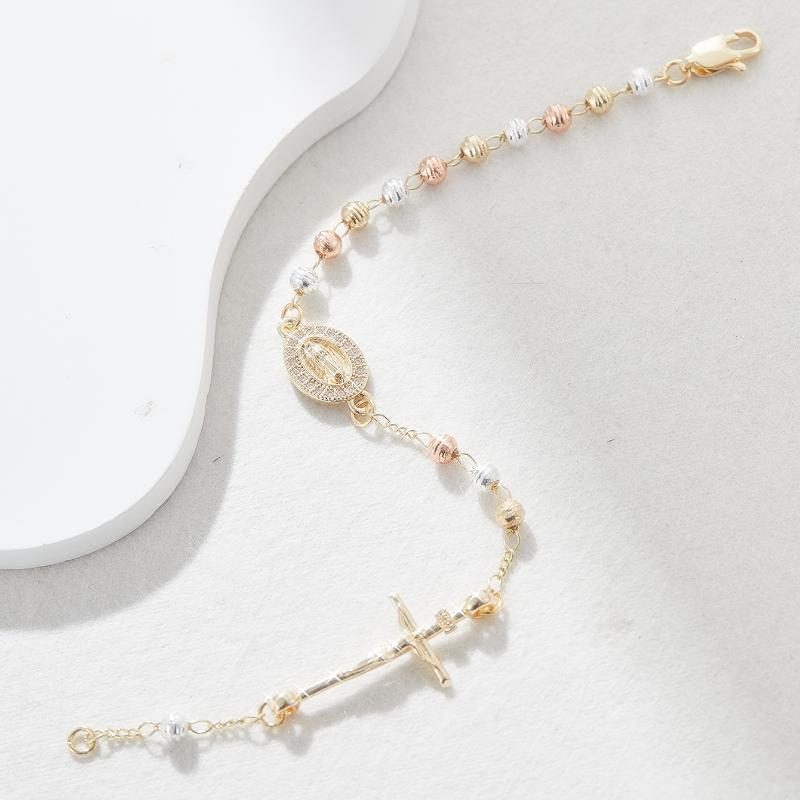 Vintage Kreuz Jungfrau Maria Rosenkranz Armband für Damen Charmante Religiöse Schmuck Accessoires