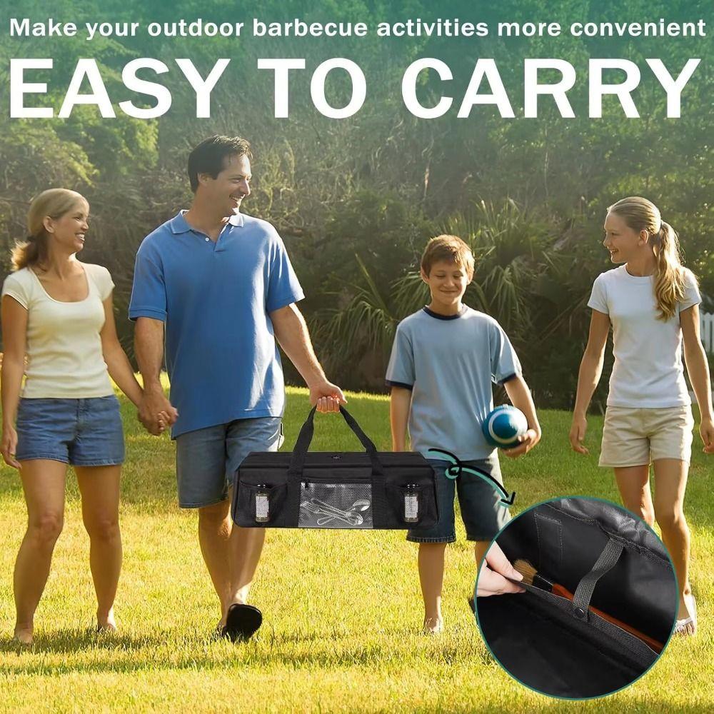 Multiple Compartments Grill Tool Storage Bag Waterproof BBQ Tool Storage Bag  Outdoor Grilling