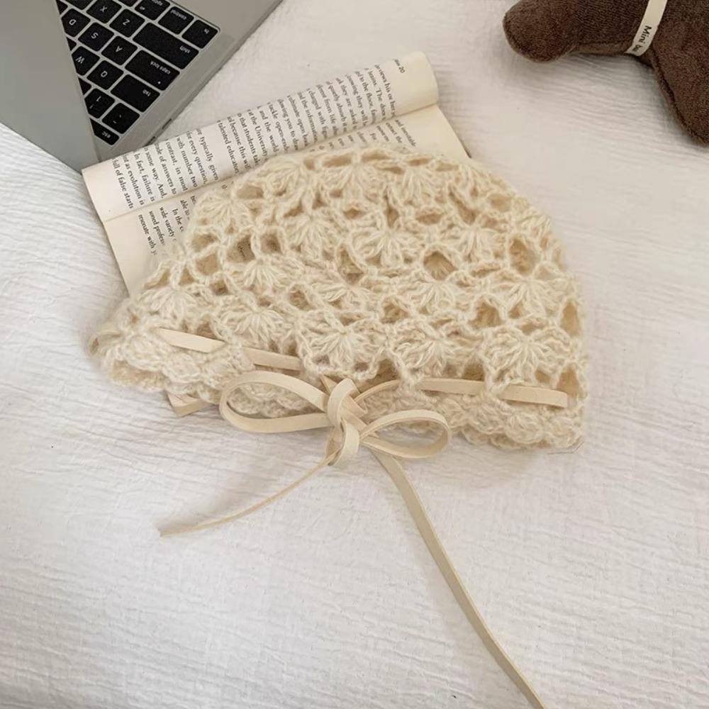 Korean Style Knitted Hat Hollow Design Crochet Hat Fashion Women's Hat  Autumn