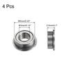 Uxcell MF63ZZ Flansch-Kugellager Chrom Doppelt Geschirmt Flanschlager Lager, 4 Stück, 3x6x2,5mm, Stahl,