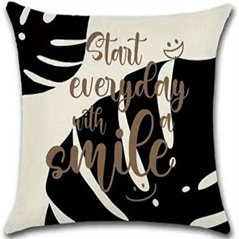 Home Decor Start Everyday With Smile And Good Vibes Pillows Pattern Cushion Cover Suitable For Sofa Bedroom Car Pillow Cover