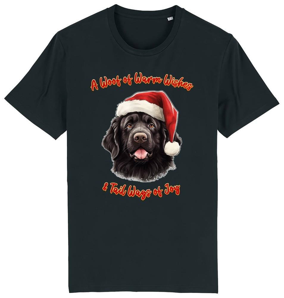

Mens NEWFOUNDLAND Christmas T-Shirt Santa Dog Woof Wishes Dogs Pet Clothing Gift XL