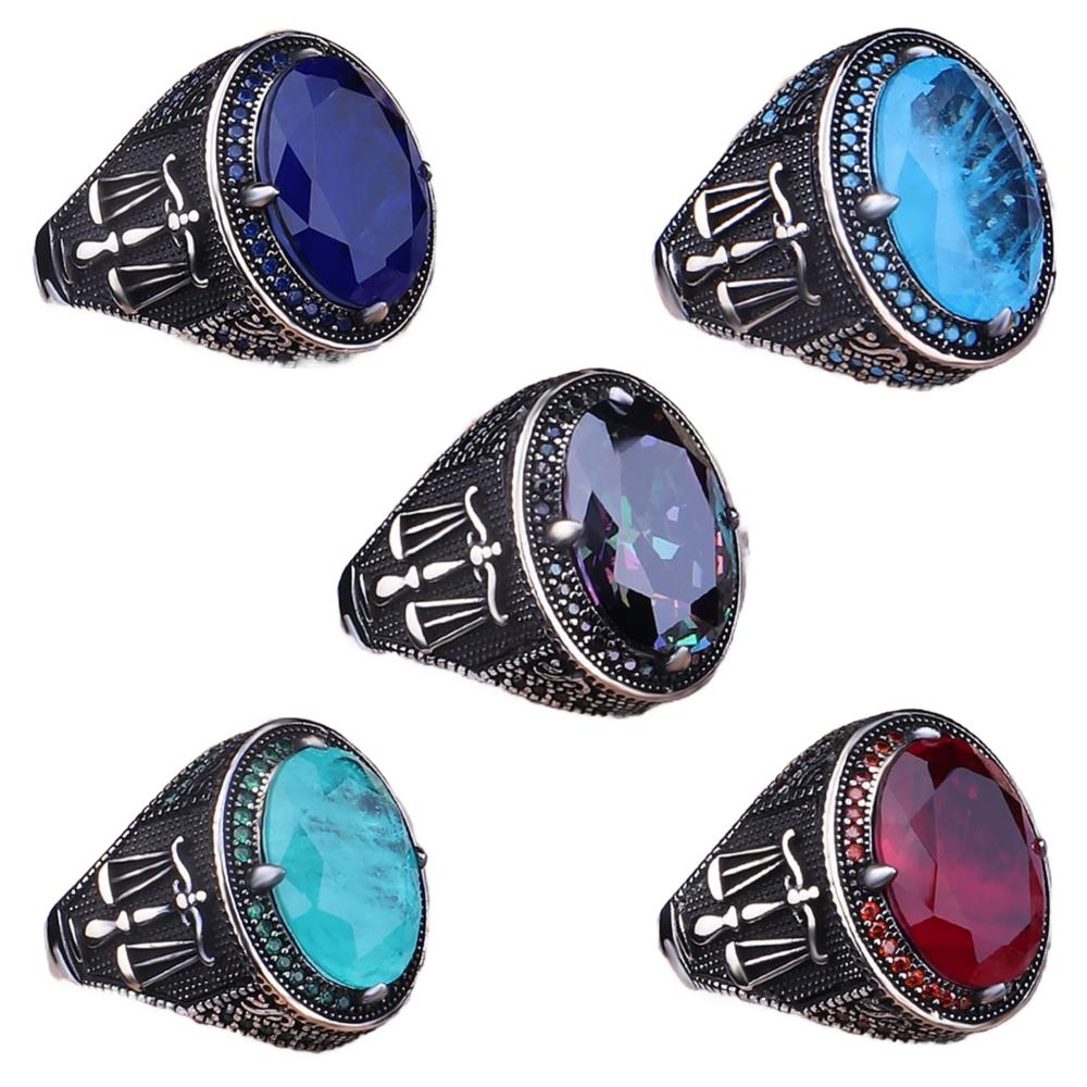 

Мужское кольцо из стерлингового серебра с чешуйчатым узором и камнем Шикарные украшения для мужской моды