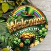 Wooden Saint Patrick's Day Decoration Ornaments Sign - "Welcome St. Patrick's Day" Hats, Clovers, Rainbows -Saint Patrick's Day Gift - Wall or Door