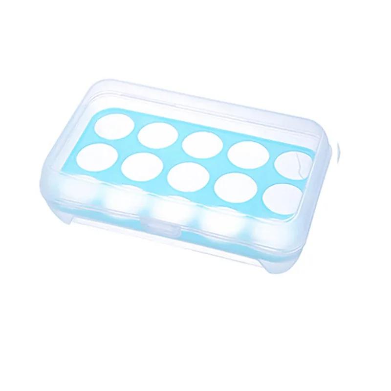 15 Grid Egg Storage Box Egg Box Tray with Lid Drawer Egg Carton PP Cases Refrigerator Cases Compartment Storage Egg Rack Support