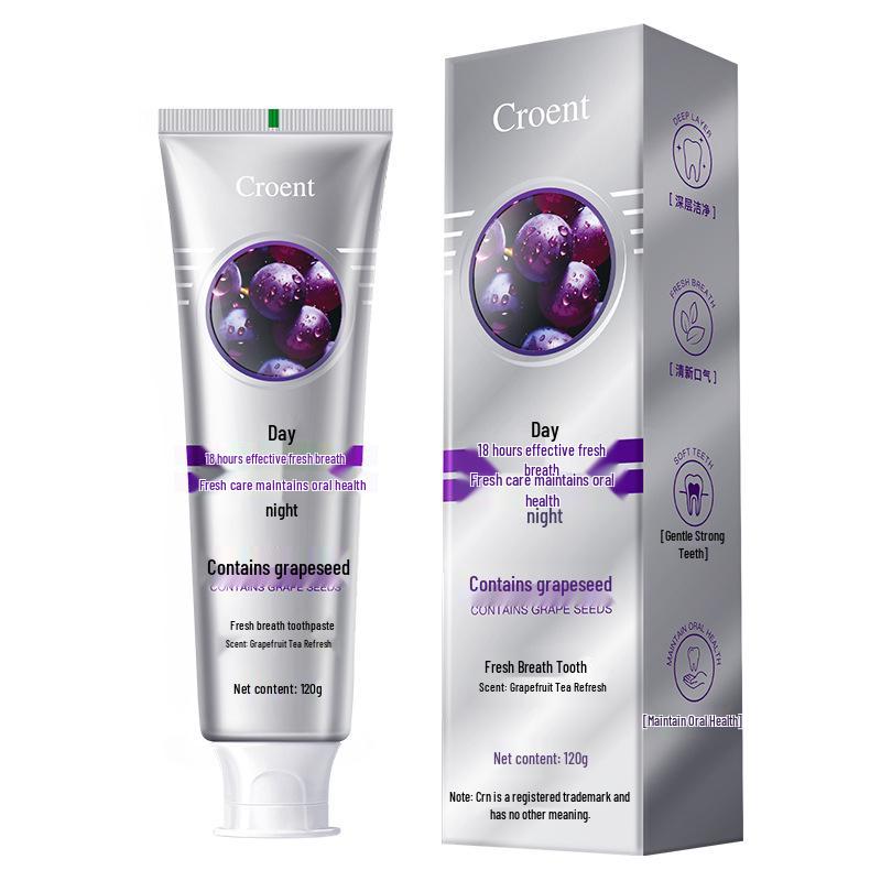 Grape Seed Crystal Toothpaste: Cleans Mouth & Freshens Breath with Grape & Pear Flavor, 120g