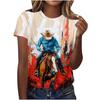 Nuova T-shirt da Uomo a Manica Corta con Stampa 3D di Cavalli da Corsa Personalità Animale Cavallo Girocollo Estiva Casual Abbigliamento Donna